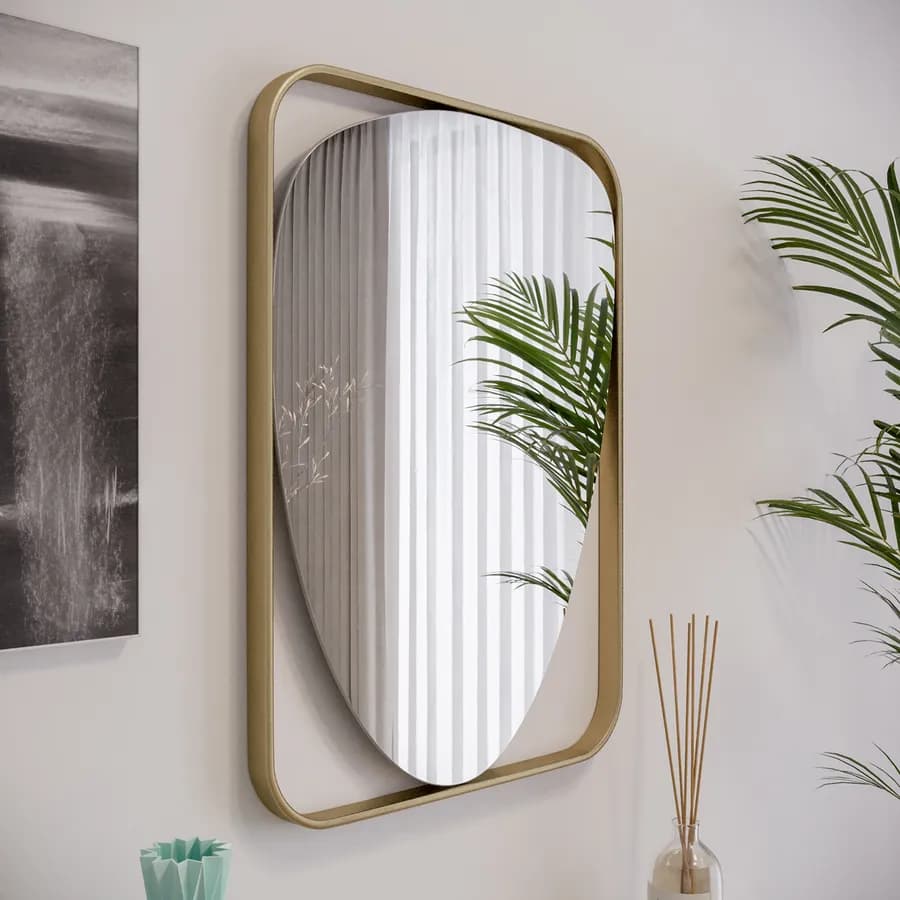 Specchio da parete 52x67 cm con cornice in metallo oro - Alistair