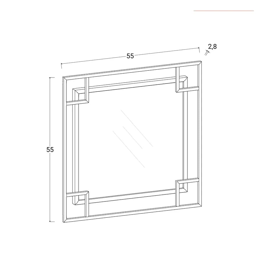 Specchio da parete 55x55 cm con cornice in metallo oro - Zarren