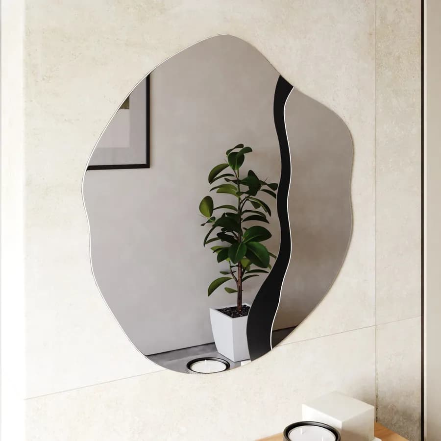 Specchio da parete 77x75h cm con dettaglio nero - Muelgo