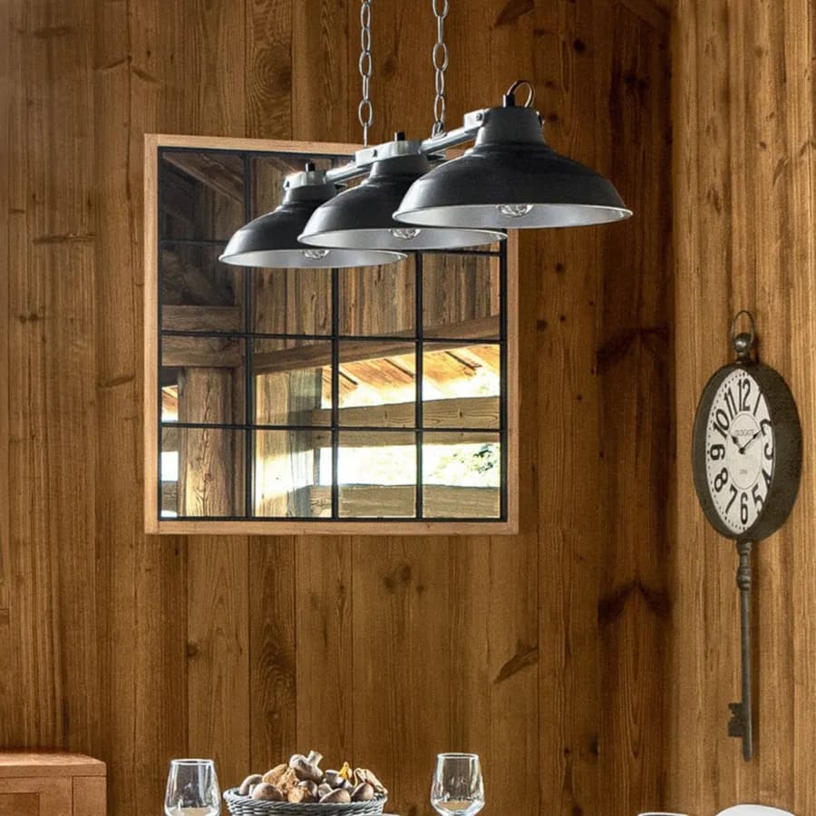 Specchio da parete 90x90 cm in legno e metallo