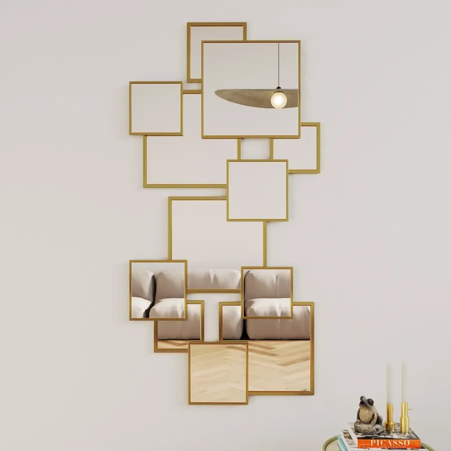 Specchio da parete reversibile 76x152h cm in metallo oro - Celeb