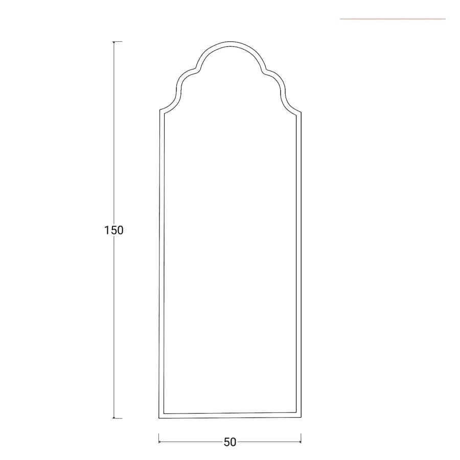 Specchio 50x150h cm con cornice oro - Sorriso
