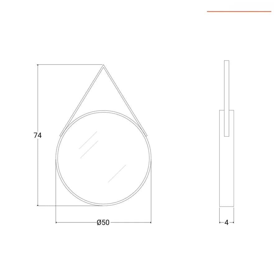 Specchio decorativo 50 cm con cornice nera e gancio in corda - Wiki