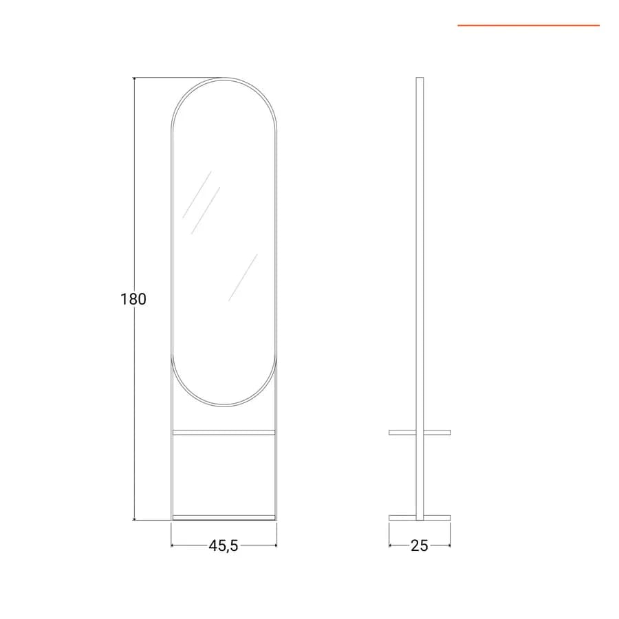 Specchio decorativo da terra 180h cm con cornice dorata - Hanne