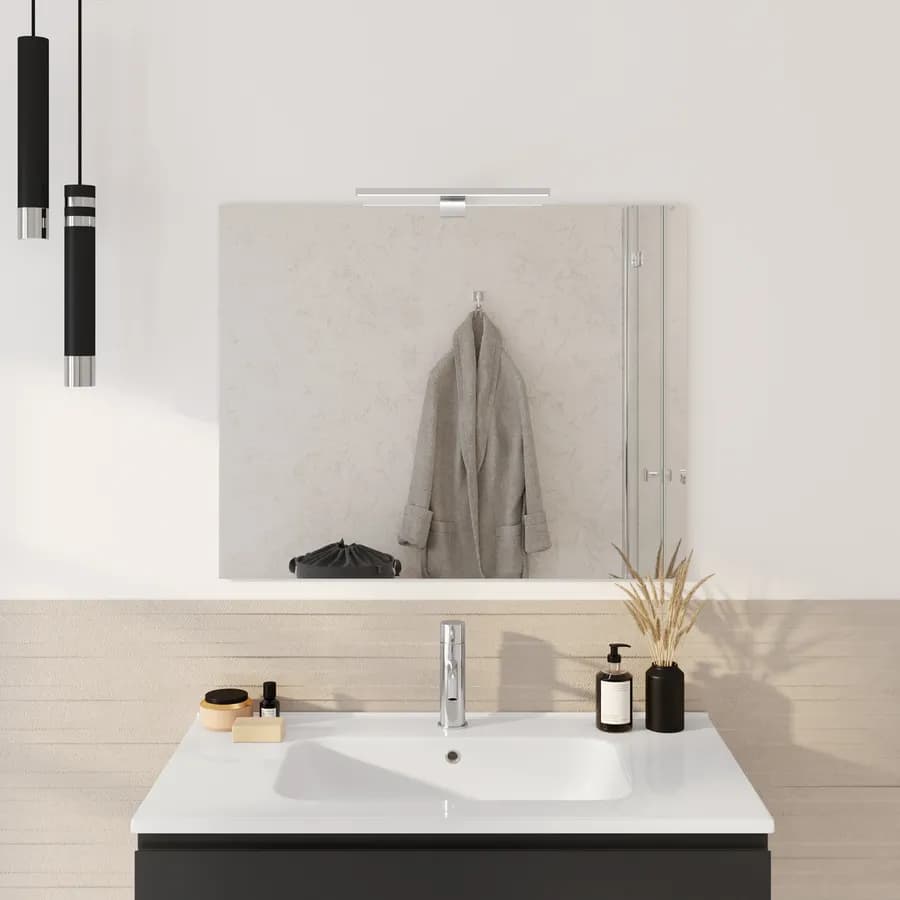 Specchio filo lucido 60x75 cm reversibile con applique led da 30 cm - Raoled