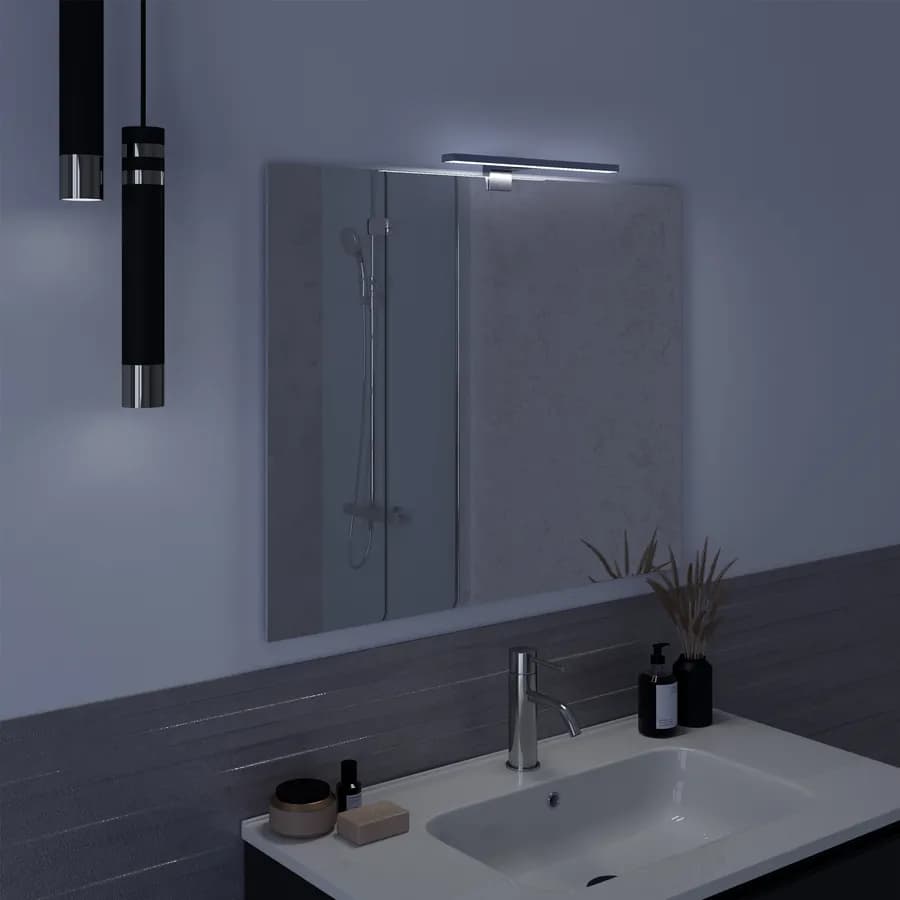 Specchio filo lucido 60x75 cm reversibile con applique led da 30 cm - Raoled