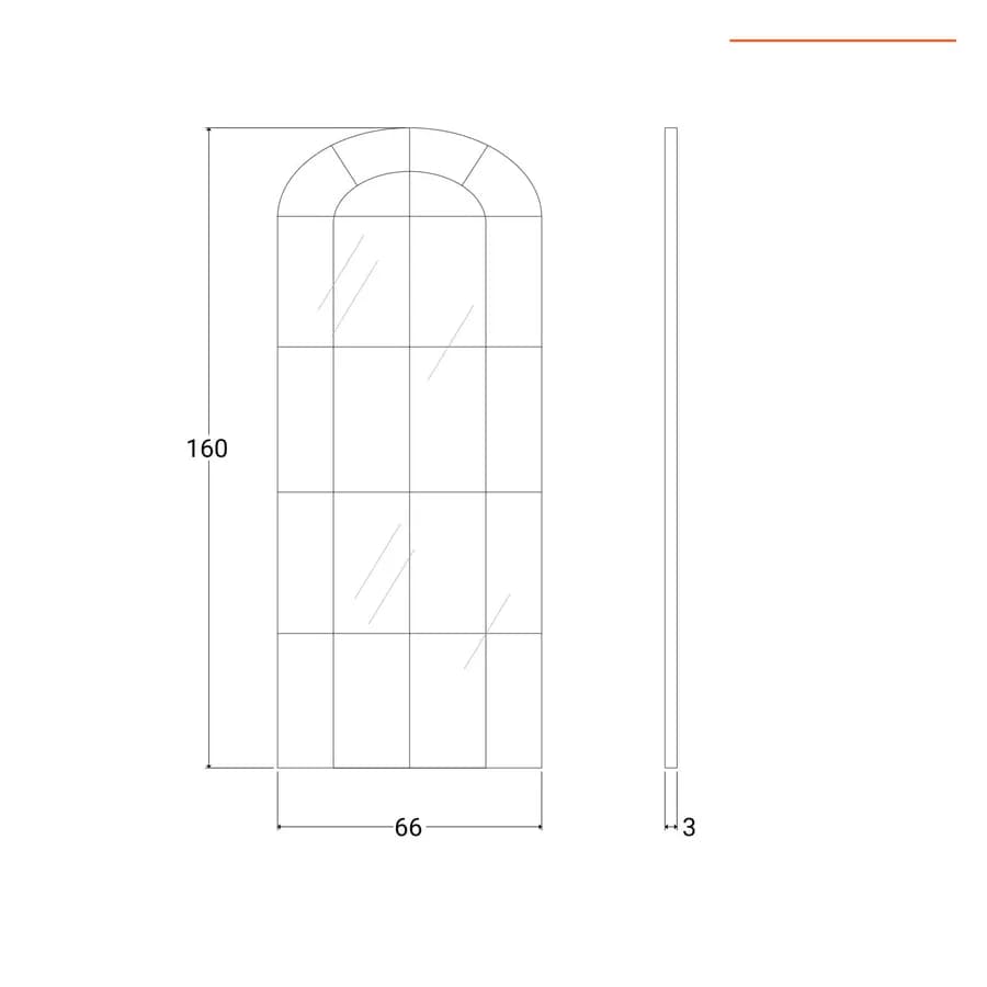 Specchio finestra 160h cm con cornice nera - Windo