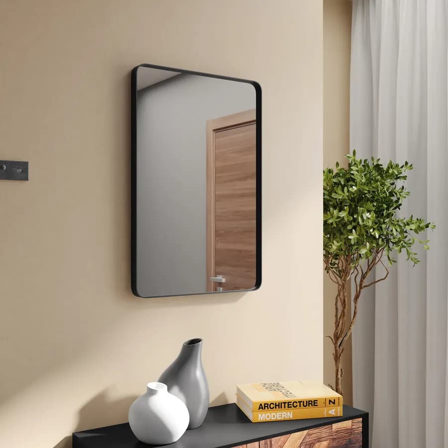 Specchio interno 75x50 cm con cornice in alluminio nero - Visus
