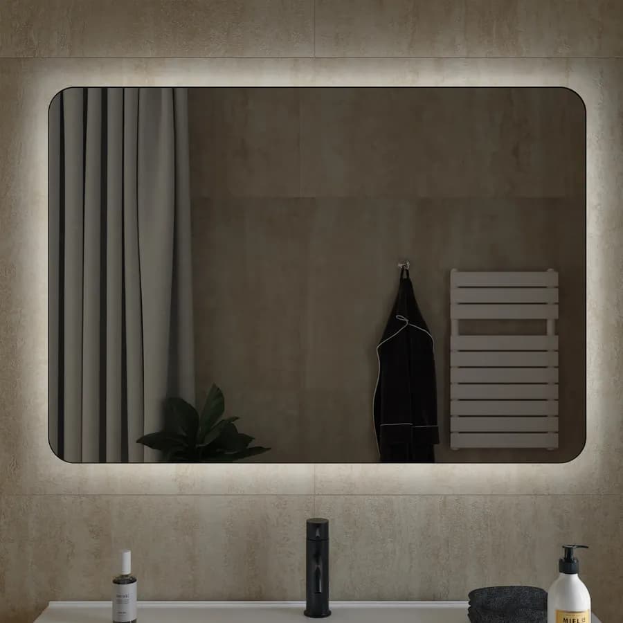 Specchio led 100 x 70 cm reversibile nero opaco retroilluminato - Frio
