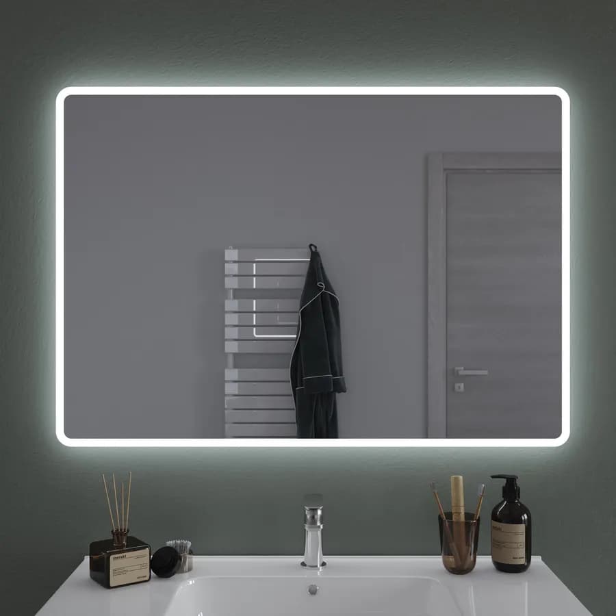 Specchio led 100x70 cm luce naturale con cornice satinata reversibile - Beckett