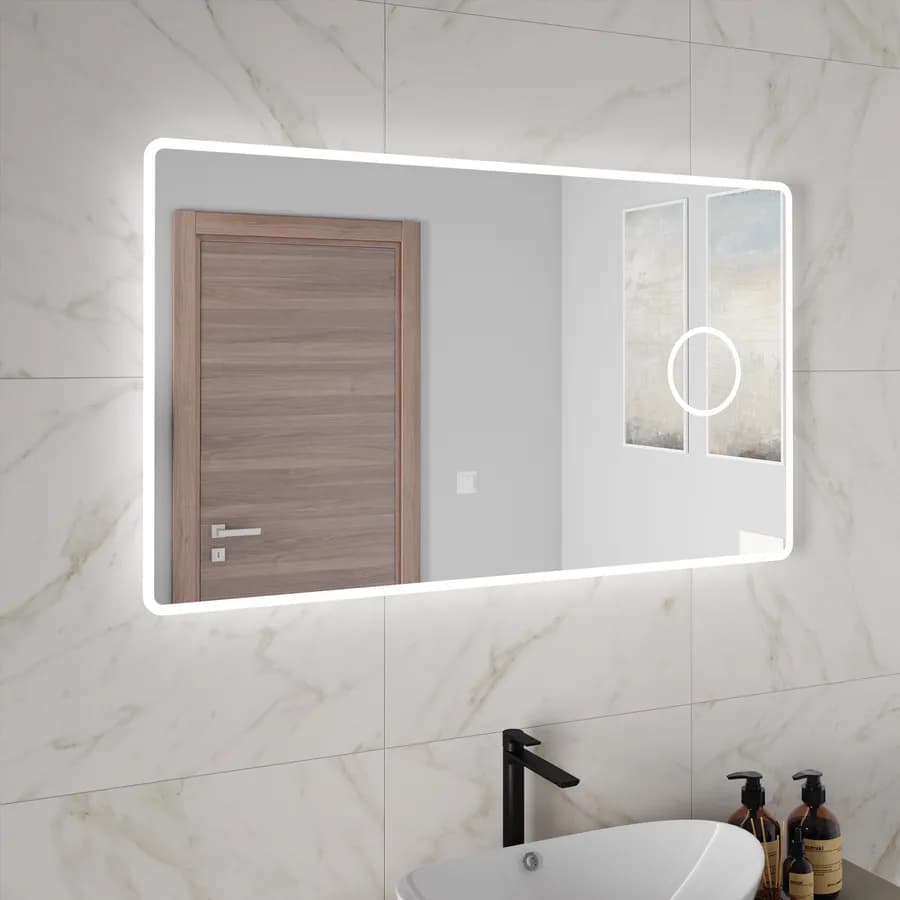 Specchio led 120 x 70 cm con ingranditore e cornice satinata - Eglo
