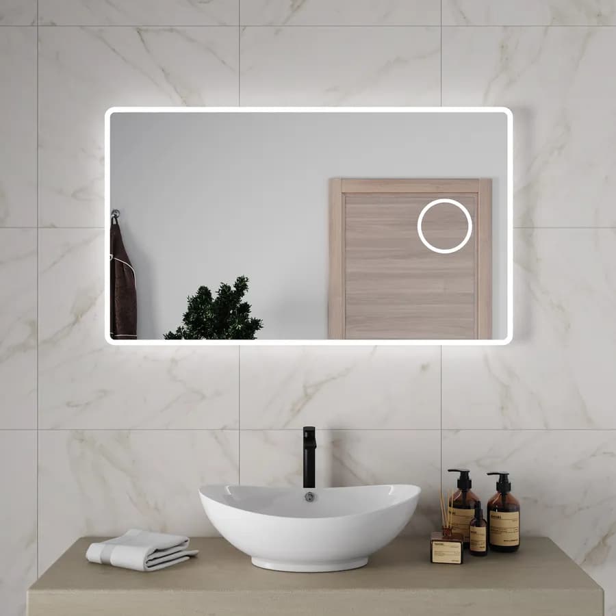 Specchio led 120 x 70 cm con ingranditore e cornice satinata - Eglo