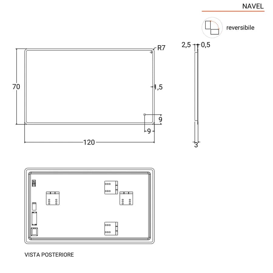 Specchio led 120x70 cm luce fredda con accensione touch - Navel