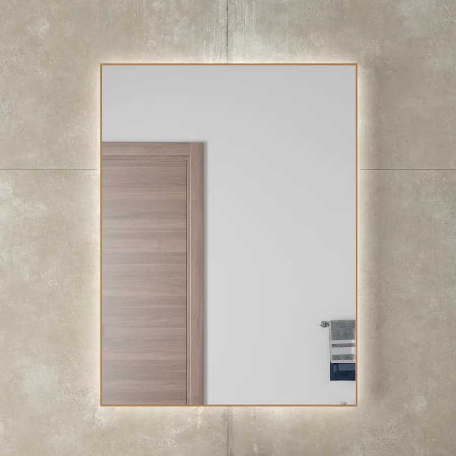 Specchio led 60 x 80 cm reversibile oro spazzolato retroilluminato - Estrella