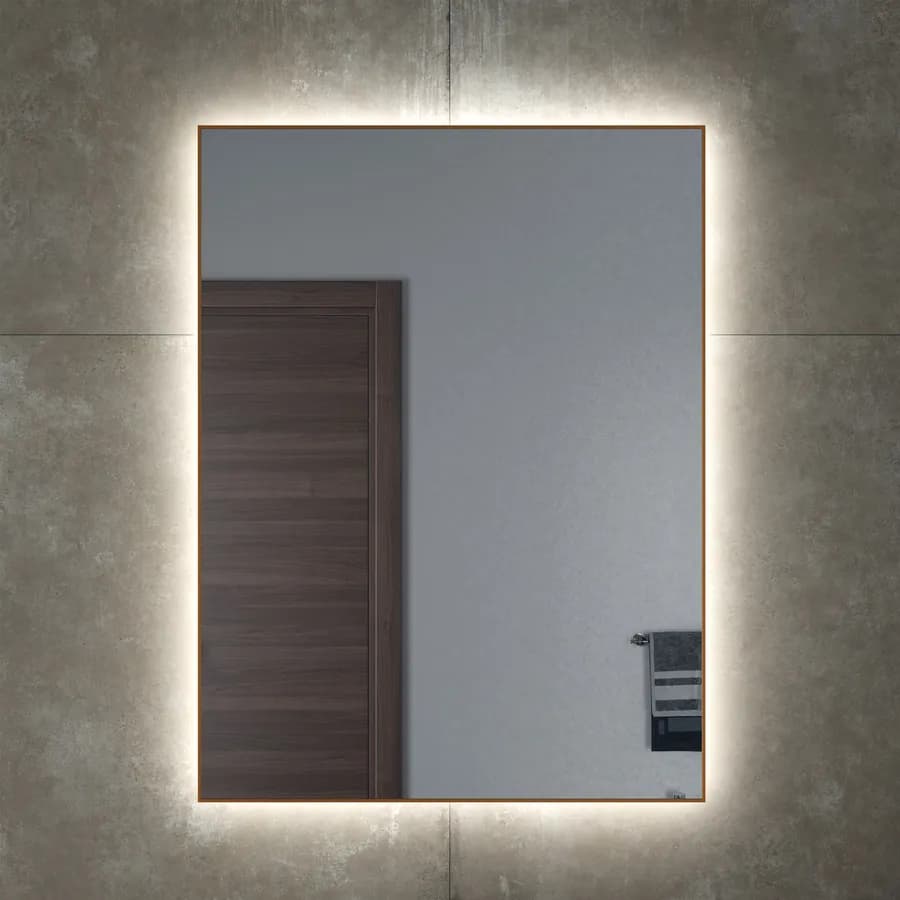 Specchio led 60 x 80 cm reversibile oro spazzolato retroilluminato - Estrella