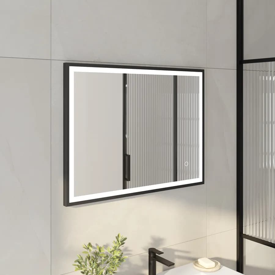 Specchio led 60x80 cm con cornice nera accensione touch - Atego