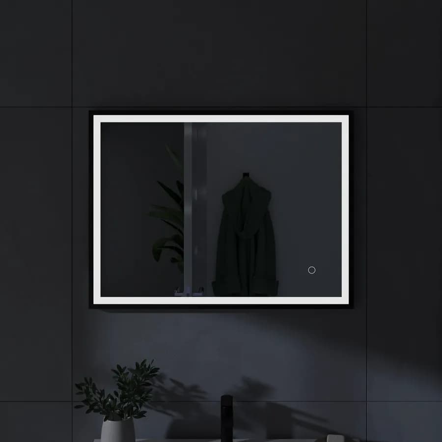 Specchio led 60x80 cm con cornice nera accensione touch - Atego