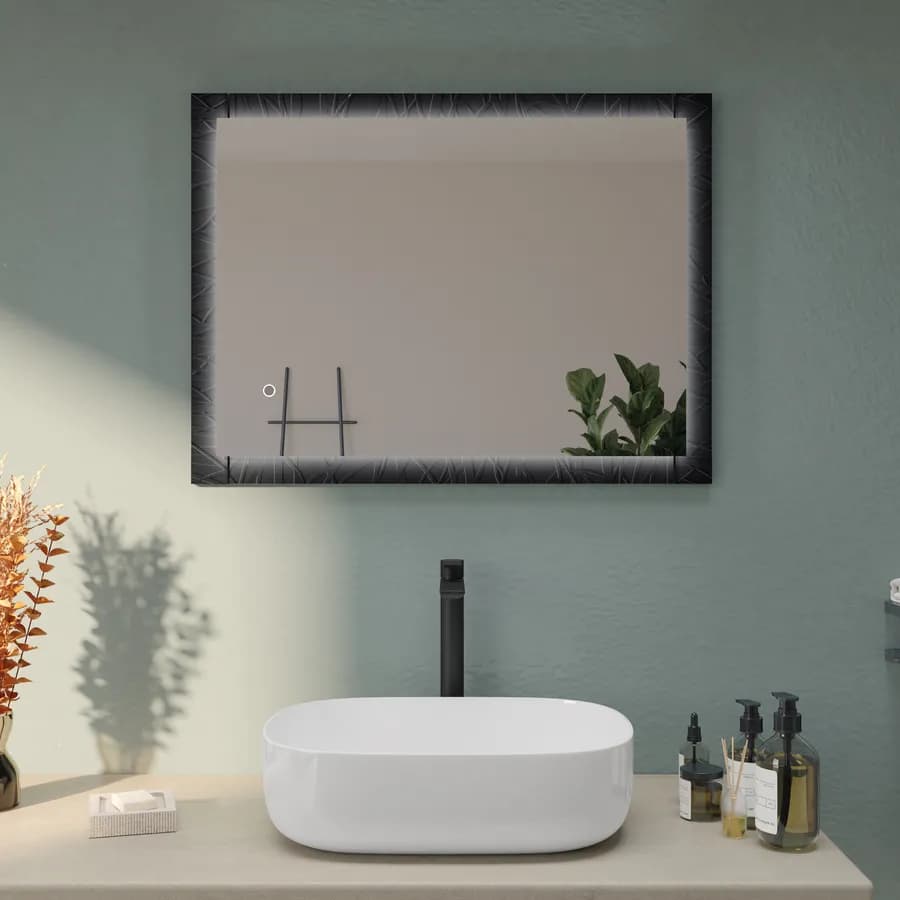 Specchio led 60x80 cm nero opaco con accensione touch - Yorli
