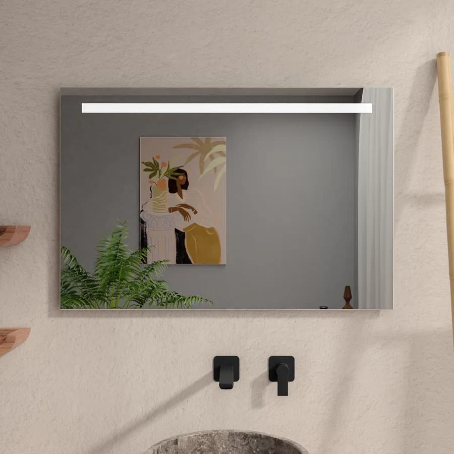 Specchio led 90x60 cm luce fredda con fascia superiore - Mirano
