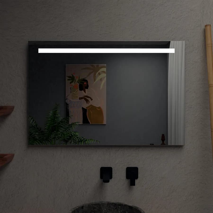 Specchio led 90x60 cm luce fredda con fascia superiore - Mirano