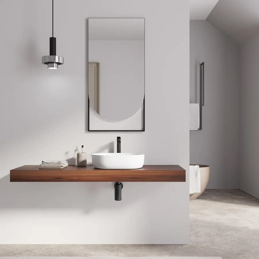 Specchio led da bagno 55 x 110 cm con cornice nero - Mirale