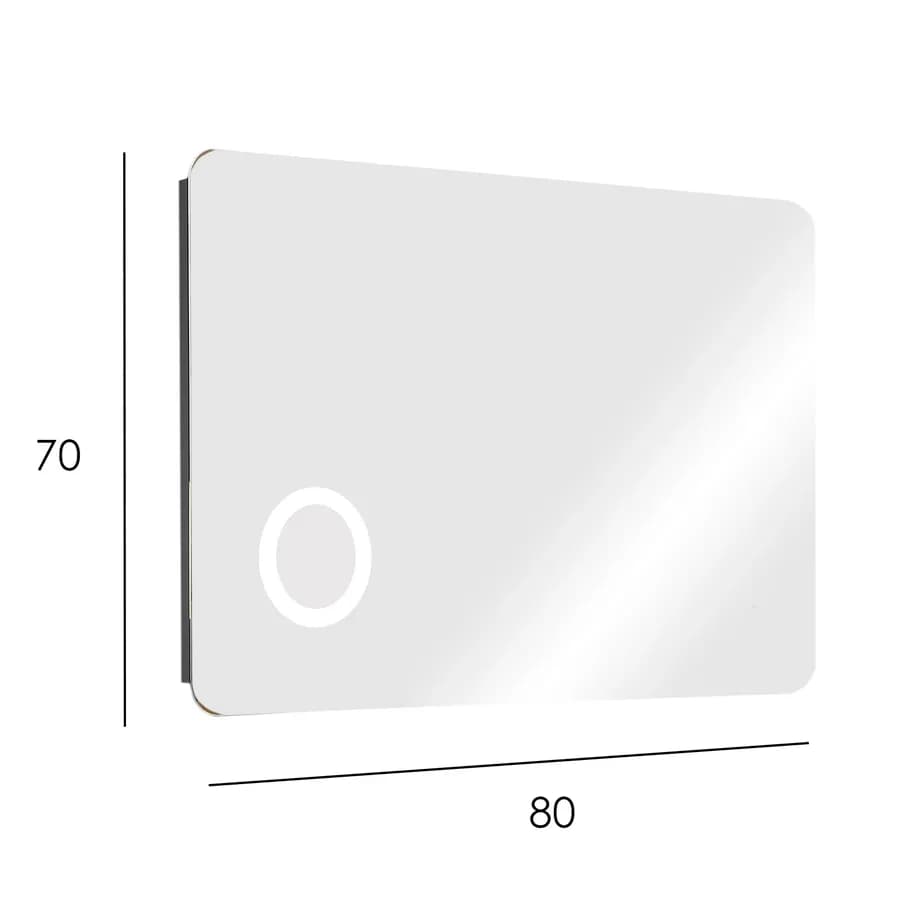 Specchio led 80x70 cm luce fredda con ingranditore e accensione touch - Gilli