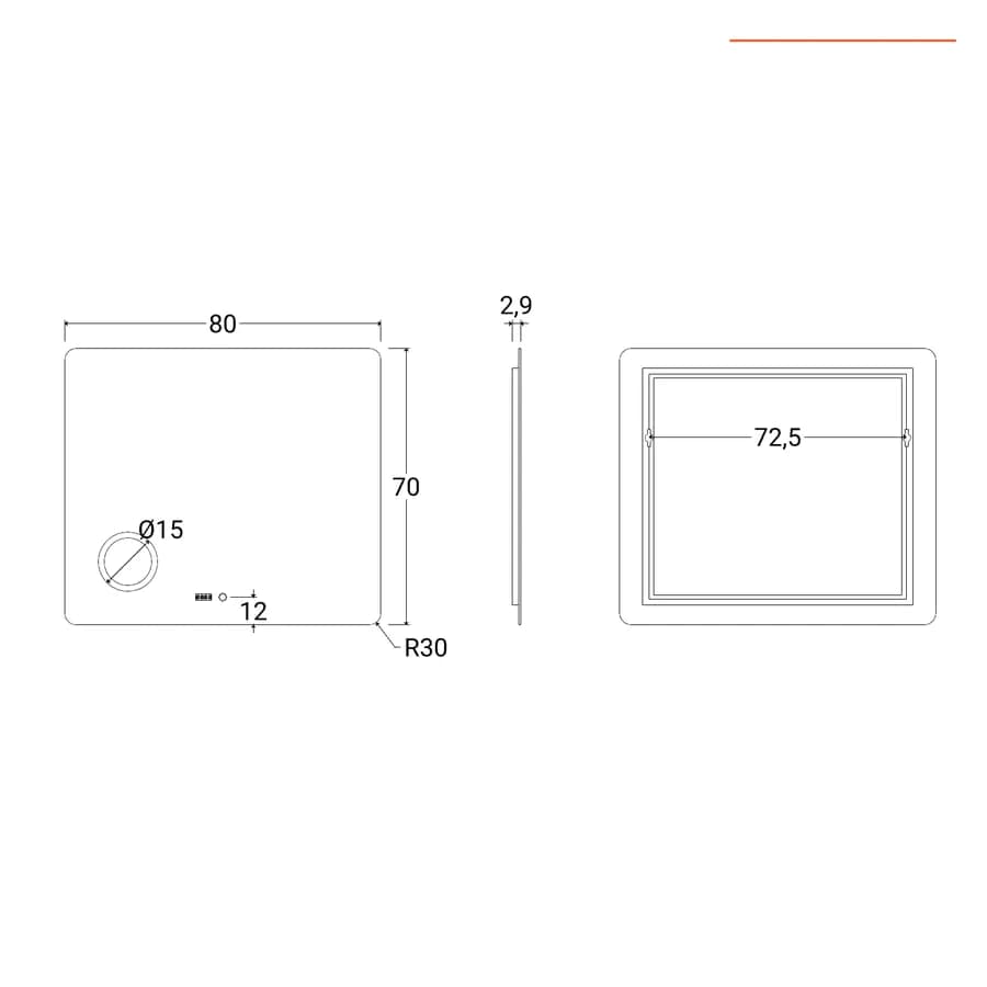 Specchio led 80x70 cm luce fredda con ingranditore e accensione touch - Gilli