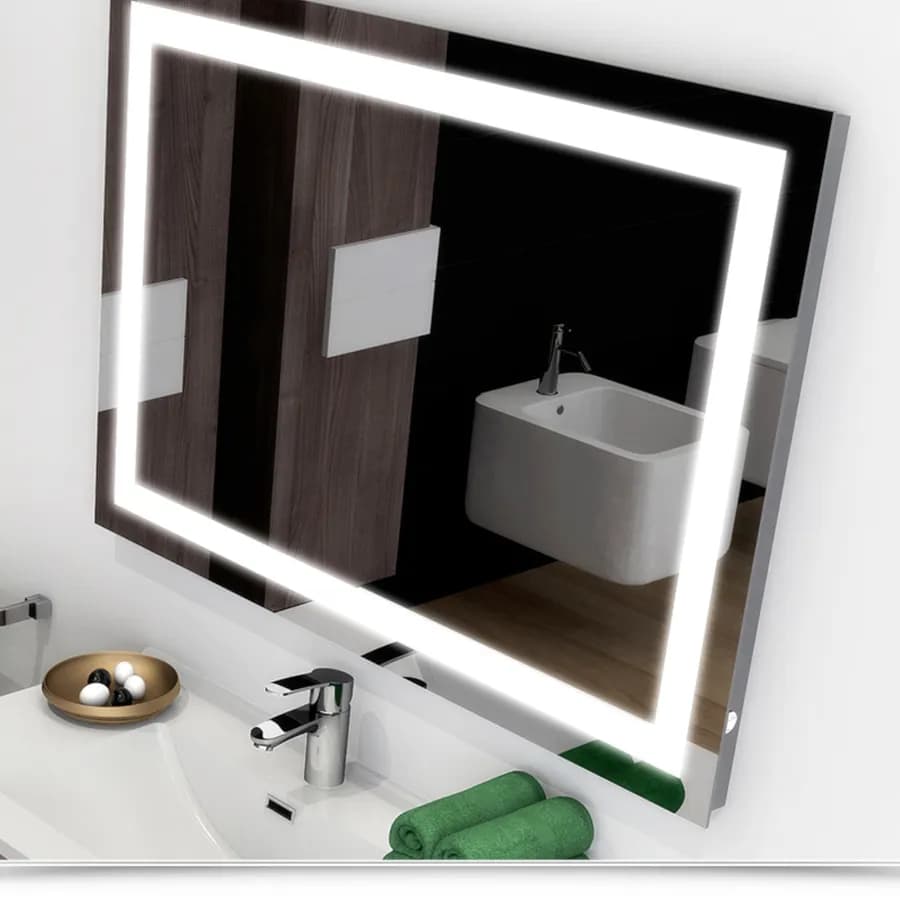 Specchio led 70x100 cm luce fredda con interruttore e reversibile - Verge