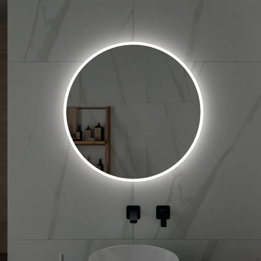 Specchio led tondo Ø 70 cm luce fredda con cornice satinata - Sebal
