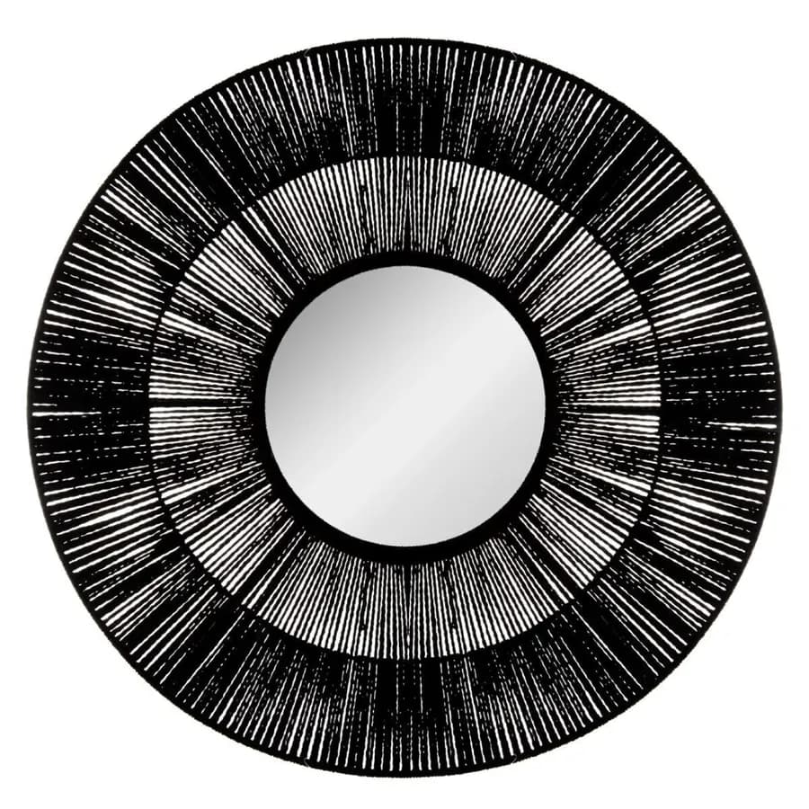 Specchio rotondo 76 cm nero con cornice intrecciata in corda