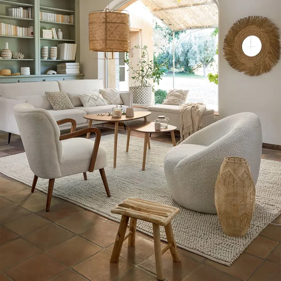 Specchio rotondo 80 cm con cornice intrecciata in juta naturale