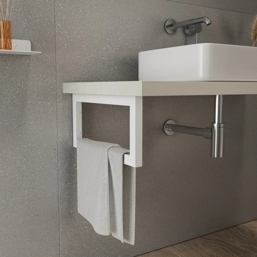 Staffa portasciugamani 42x20 h cm in metallo bianco opaco per mensoloni bagno