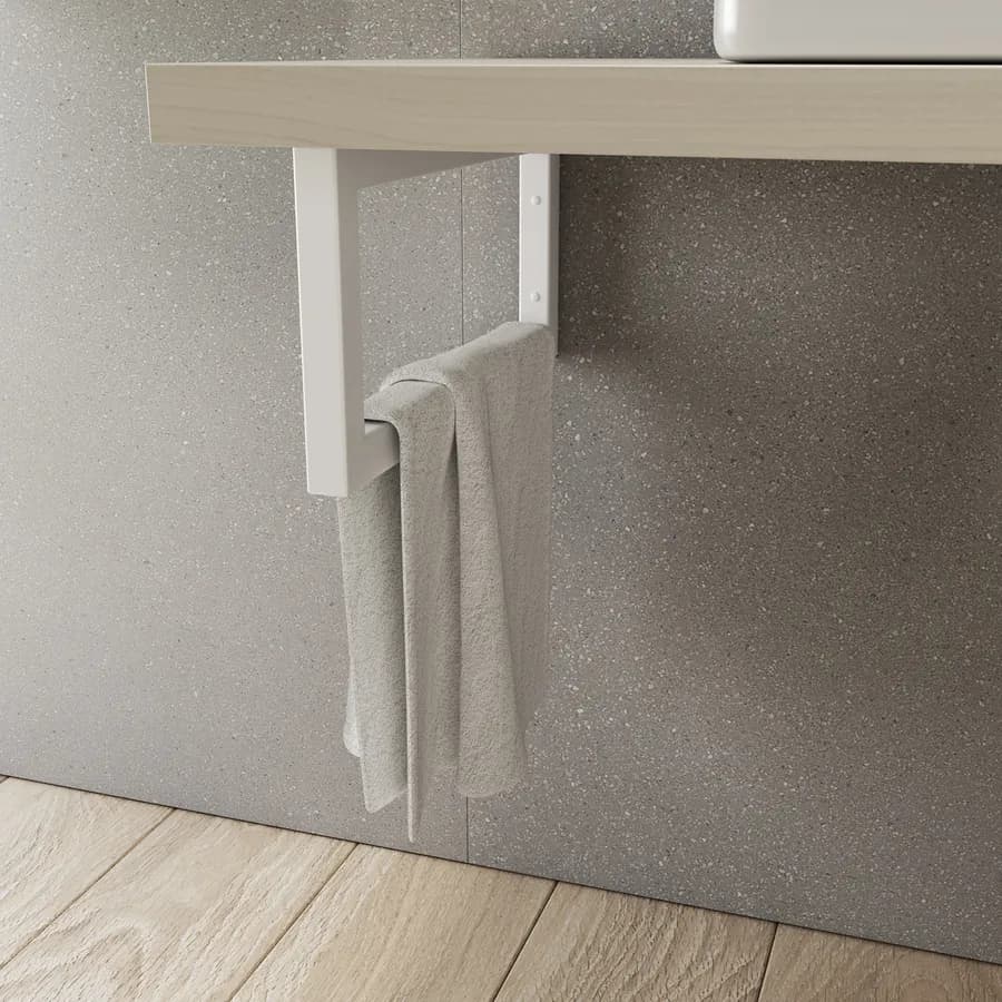 Staffa portasciugamani 42x20 h cm in metallo bianco opaco per mensoloni bagno
