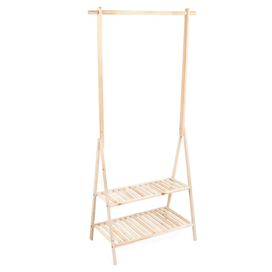 Appendiabiti 75x160h cm legno con bastone e ripiani - Grace