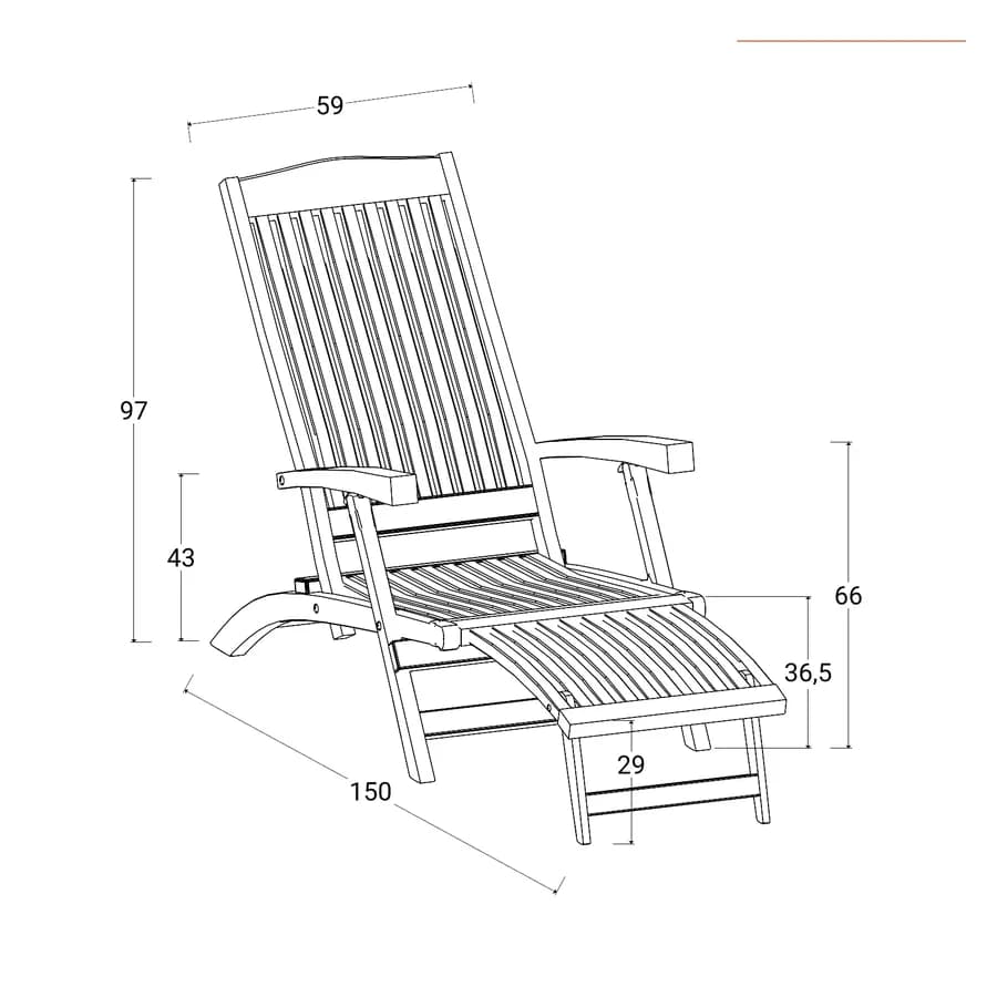 Steamer sdraio reclinabile in legno teak - Louis