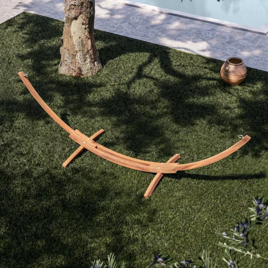 Supporto per amaca da giardino 317x119x121h cm in legno naturale