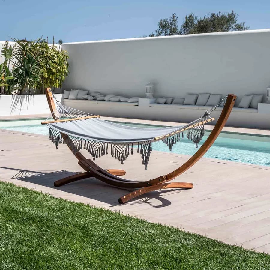 Supporto per amaca da giardino 416x120x125h cm in legno naturale