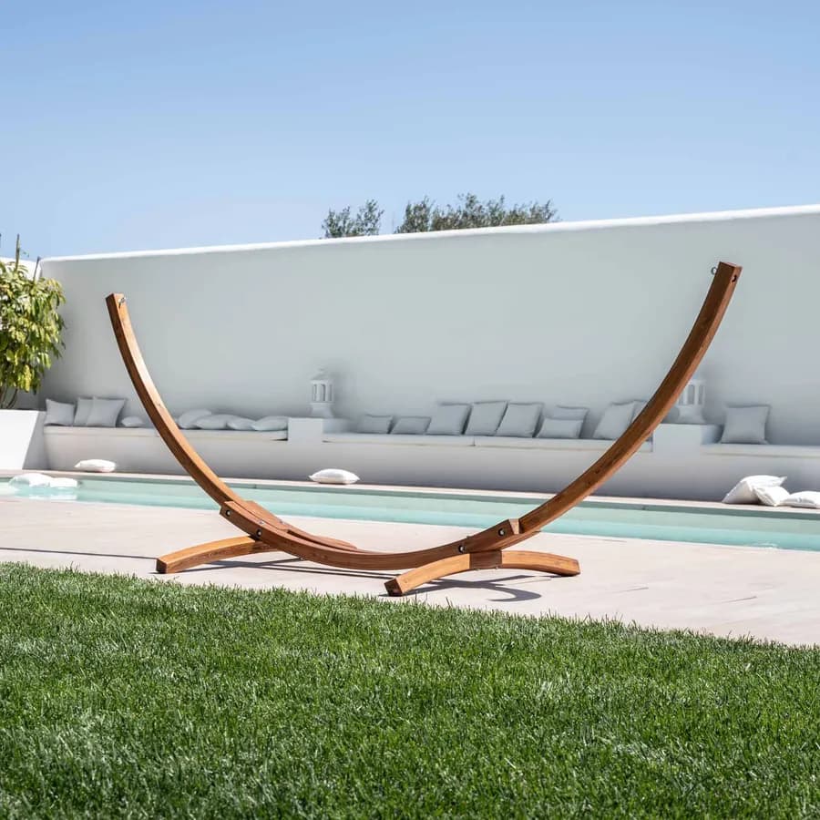 Supporto per amaca da giardino 416x120x125h cm in legno naturale