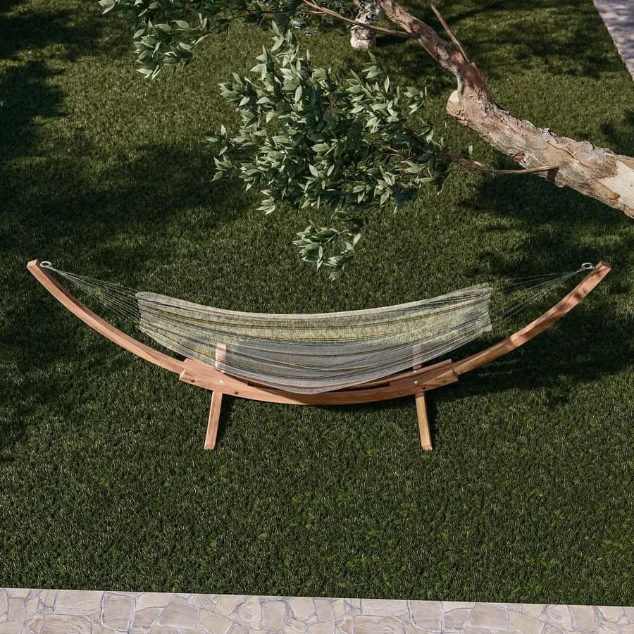 Supporto per amaca da giardino 416x120x125h cm in legno naturale