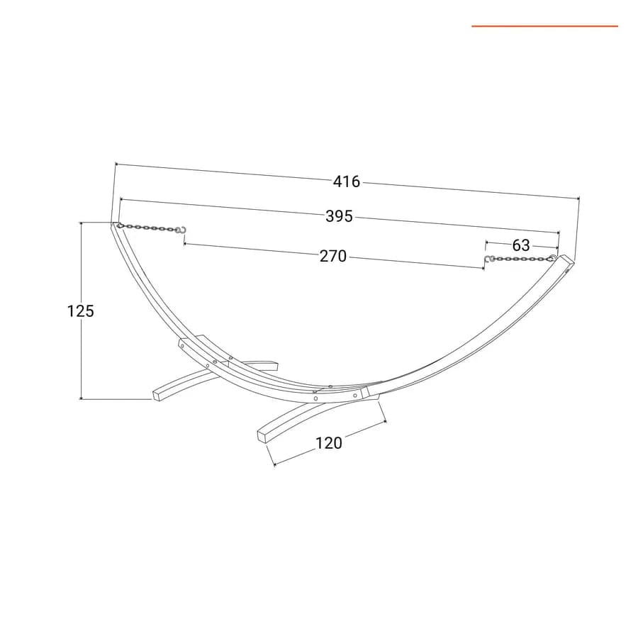 Supporto per amaca da giardino 416x120x125h cm in legno naturale