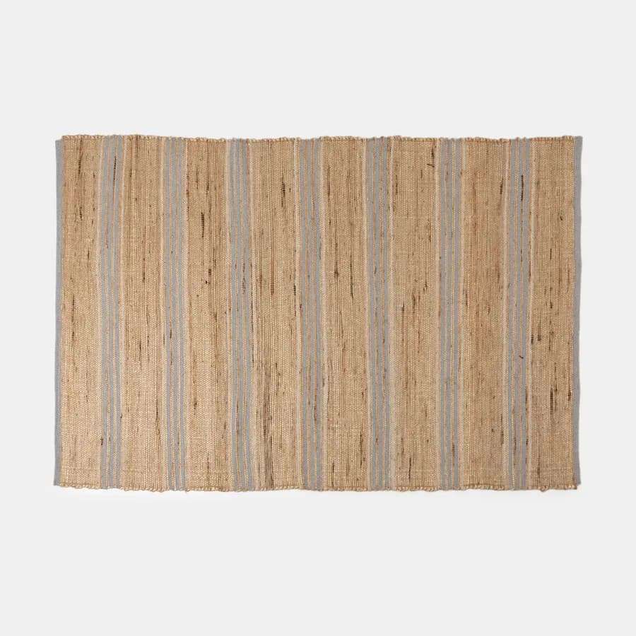 Tappeto da interno 120x180 cm in cotone e juta naturale grigio intrecciato