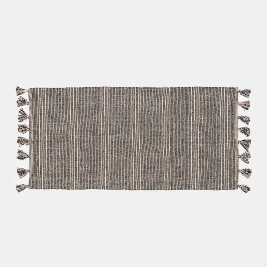 Tappeto 140x70 cm in cotone grigio a righe