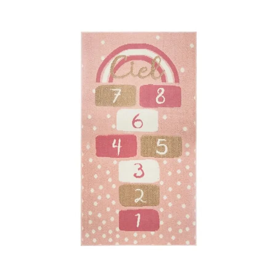 Tappeto 150x80 cm in cotone rosa con gioco della campana - Kids