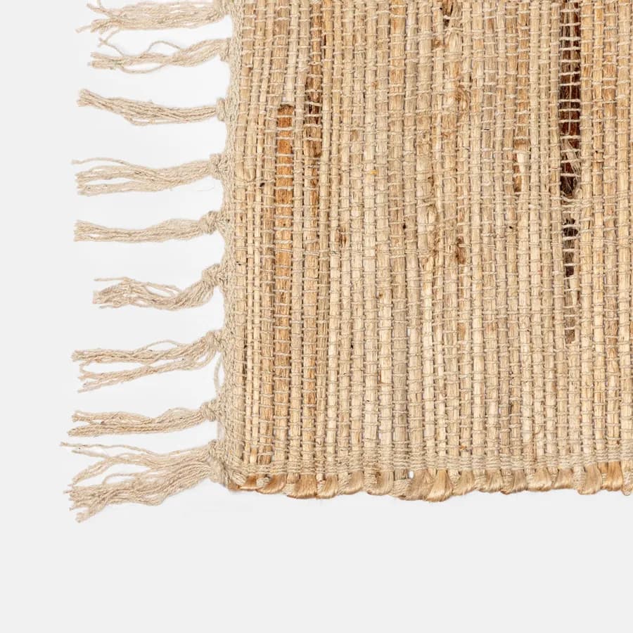 Tappeto 170x120 cm in juta e cotone naturale con frange