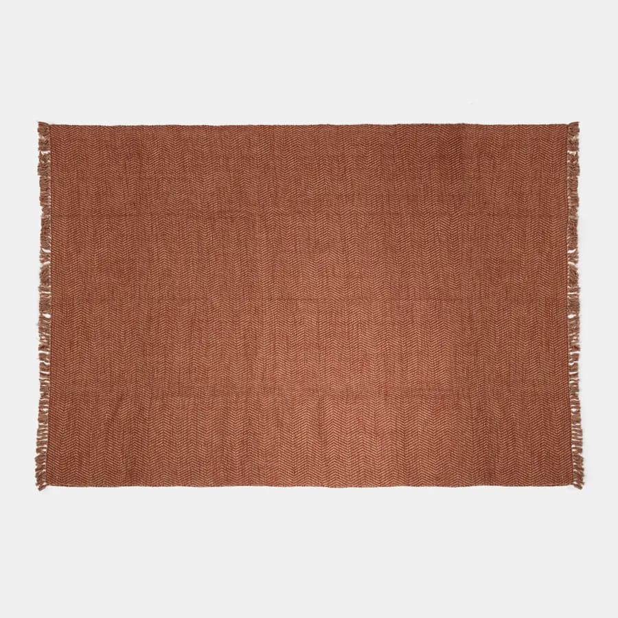 Tappeto 200x300 cm in cotone terracotta con frange