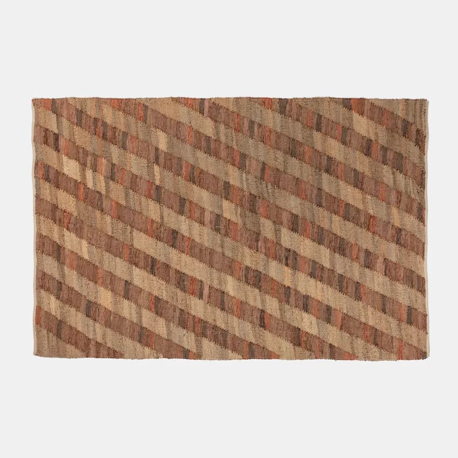Tappeto 300x200 cm in cotone e juta naturale a righe ruggine