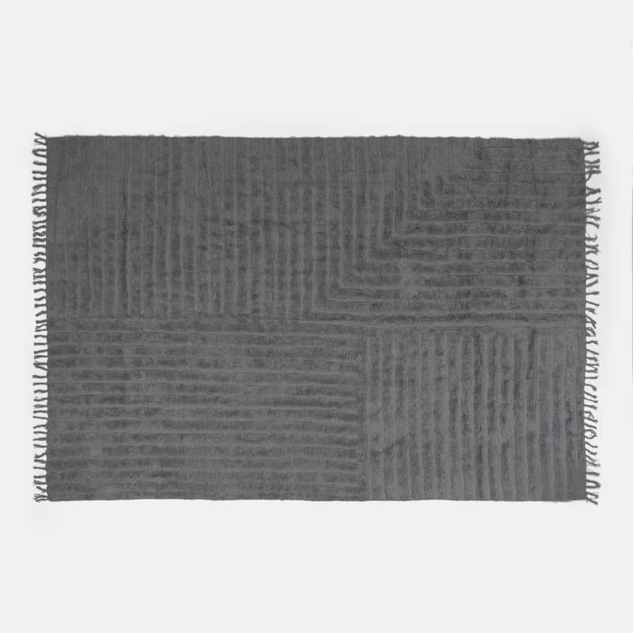 Tappeto 350x250 cm a righe in cotone grigio
