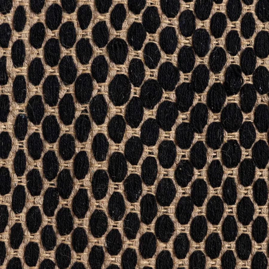 Tappeto 60x90 cm in cotone e juta naturale e nero con frange
