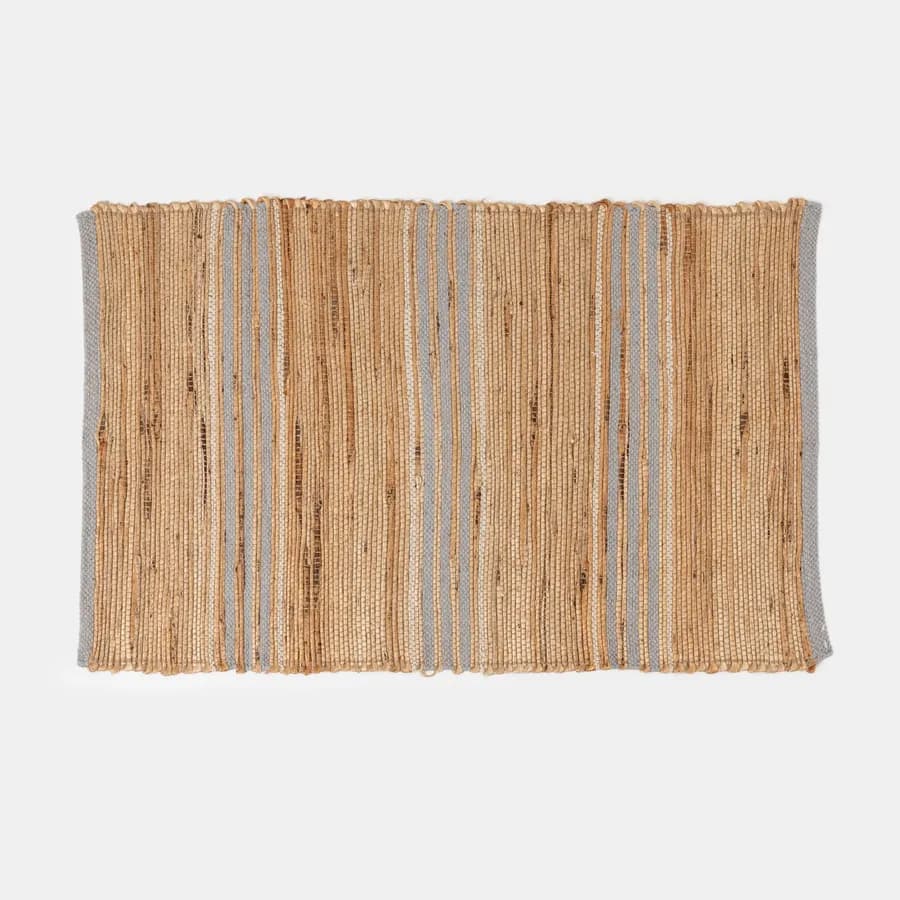 Tappeto 60x90 cm in cotone e juta naturale grigio intrecciato
