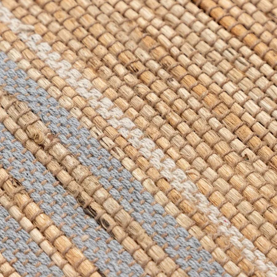 Tappeto 60x90 cm in cotone e juta naturale grigio intrecciato